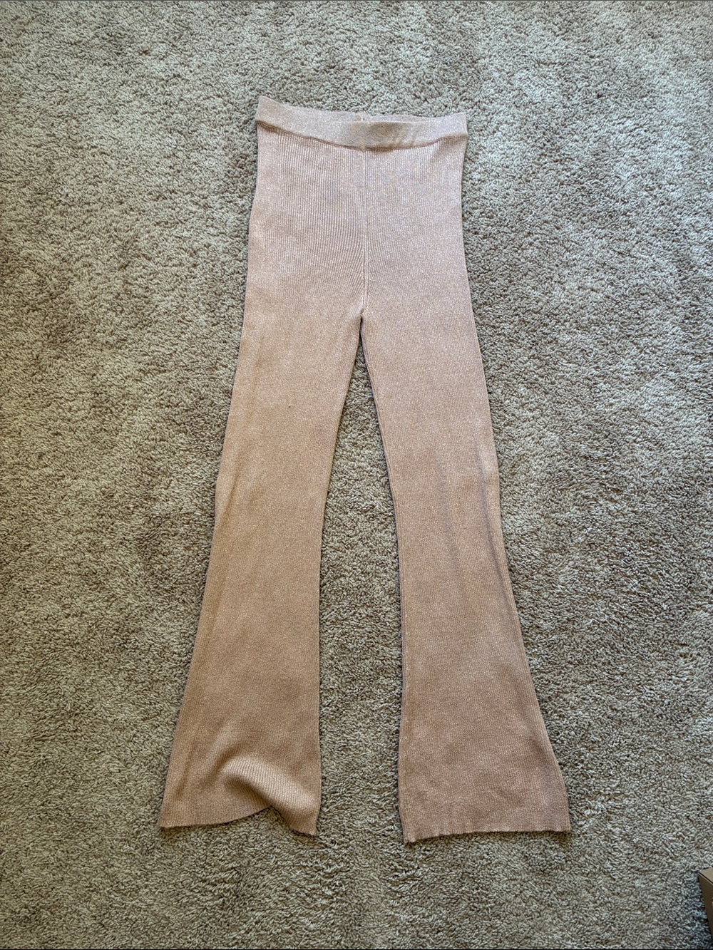 Women's Knit Flared Pants in Blush (sparkly)